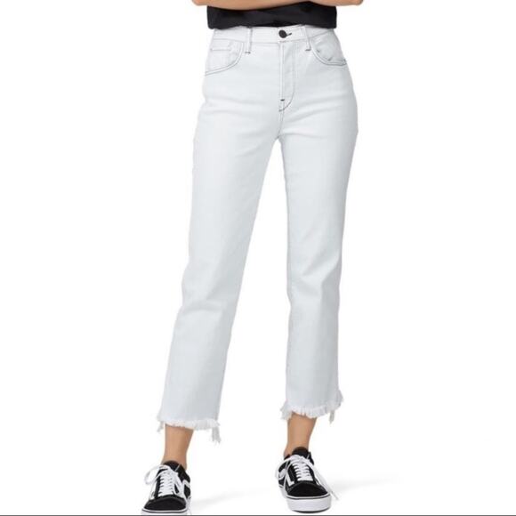 3x1 Austin High-Rise Cropped Frayed Straight-Leg Jeans In Adelia 29 - Picture 1 of 12